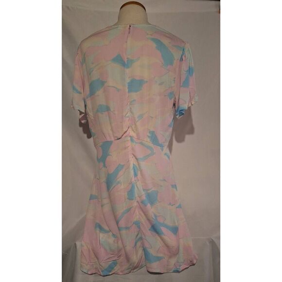 BP. Nordstrom Women's Pink Blue‎ Painted Camo V-Neck Dress Size Large NWOT - Picture 2 of 4